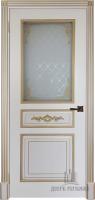 Дверь межкомнатная Лацио Патина золото эмаль и лак эмаль слоновая кость остекленная