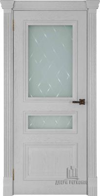 Дверь межкомнатная Барселона Квадро (широкий фигурный багет) натуральный шпон дуб perla остекленная 600x2000 Steklo Kvadro