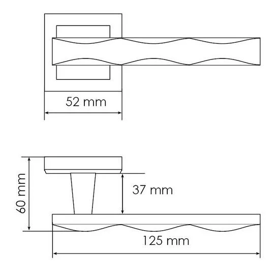 Ручка дверная TOWER MH-20 SC/CP-S раздельная на квадратном основании, цвет мат.хром/хром, ЦАМ