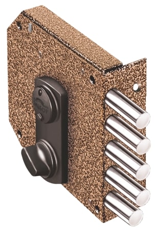 Замок Elbor (Эльбор) накладной сувальдный с задвижкой Базальт 1.05.61.МА (медный антик), 5 кл. /13919/