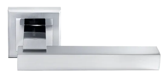 Ручка дверная PIQUADRO MH-37 SC/CP-S на квадратной накладке, цвет мат.хром/хром, ЦАМ Light