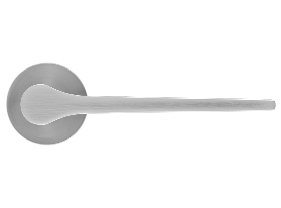 Ручка дверная LAND MH-60-R6 MSC раздельная на круглой розетке 6 мм, цвет мат. сатин. хром, ЦАМ Light