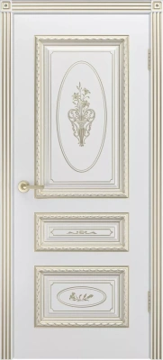 Межкомнатная дверь «Трио R В3 ДГ» 2000 x 600 belyyspatinoyzoloto