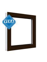 Глухое окно VEKA WHS 60 (500ш х 500в) двухкамерное, цвет Белый/Темно-коричневый