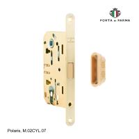 Замок врезной магнитный под цилиндр PORTA DI PARMA Polaris Матовое золото M.02CYL.07