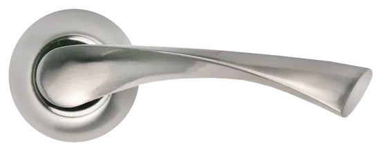 Ручка дверная КАПЕЛЛА MH-01 SN раздельная на крулой розетке, цвет белый никель, ЦАМ