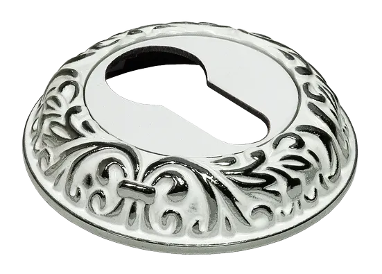 Накладка MH-KH-CLP W/PC на ключевой цилиндр, цвет белая эмаль/хром