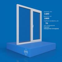Двухстворчатое окно VEKA SOFTLINE 70 (1400ш х 1800в) двухкамерное, цвет Белый