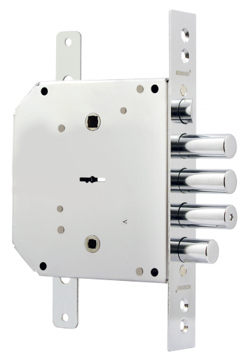 Замок Border (Бордер) врезной сувальдный с задвижкой и защёлкой ЗВ9-6 ПКТЗ с тягами (прав.), 5 кл. /77404/