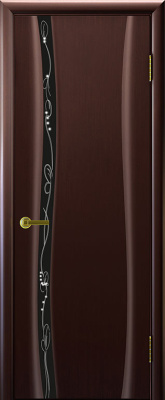 Дверь межкомнатная Камелия 1 натуральный шпон венге остекленная 600x2000 1 Venge