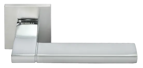 Ручка дверная YSTAD MH-47-S6 SC/CP на квадртаной накладке, цвет мат.хром/хром, ЦАМ