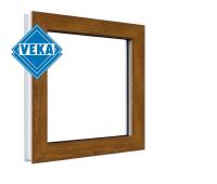 Глухое окно VEKA WHS 60 (500ш х 500в) двухкамерное, цвет Белый/Золотой дуб