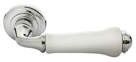 Ручка дверная UMBERTO MH-41-CLASSIC PC/W раздельная на круглой розетке, цвет- хром/белый, ЦАМ