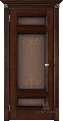 Дверь межкомнатная Рим Кристалл 3 натуральный шпон красный коньяк остекленная 600x2000 Steklo Kristall