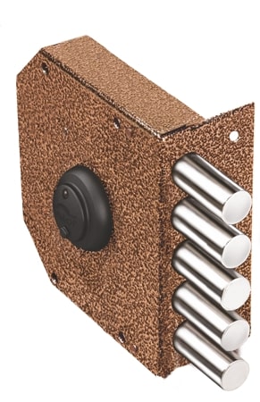 Замок Elbor (Эльбор) накладной Гранит 1.06.51.КМА никель, сув., 5 риг., зап. коробка, медный антик / 07340/