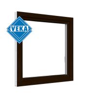 Одностворчатое окно VEKA WHS 60 (600ш х 600в) двухкамерное, цвет Белый/Темно-коричневый