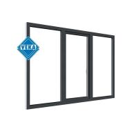 Трехстворчатое окно VEKA WHS 60 (2000ш х 1400в) двухкамерное, цвет Белый/Антрацит