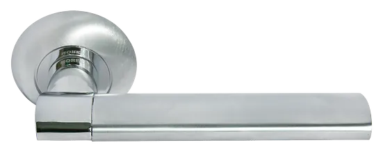 Ручка дверная AGBAR MH-21 SC/CP раздельная на круглой розетке, цвет мат.хром/хром, ЦАМ