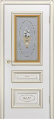 Межкомнатная дверь «Трио R-0 В3 ДО» 2000 x 600 belyyspatinoyzoloto