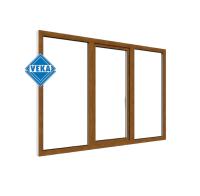 Трехстворчатое окно VEKA WHS 60 (2000ш х 1400в) двухкамерное, цвет Белый/Золотой дуб