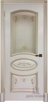 Дверь межкомнатная Багет 3 Патина золото эмаль и лак эмаль слоновая кость остекленная