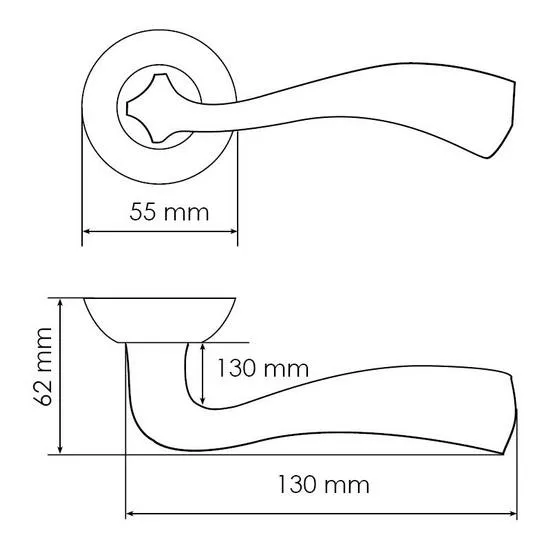 Ручка дверная СОН MH-15 SN/CP раздельная на круглой розетке, цвет белый никель/хром, ЦАМ