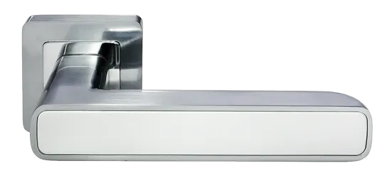 Ручка дверная FLEX MH-44 SC/W-S55 раздельная на квадратной розетке, цвет матовый хром/белый, ЦАМ Light