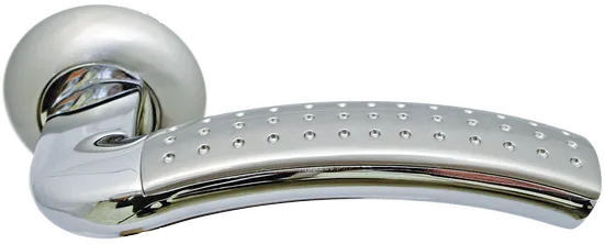 Ручка дверная ПАЛАЦЦО MH-02P SN/CP на круглой розетке, цвет бел. никель/хром с перфорацией, ЦАМ