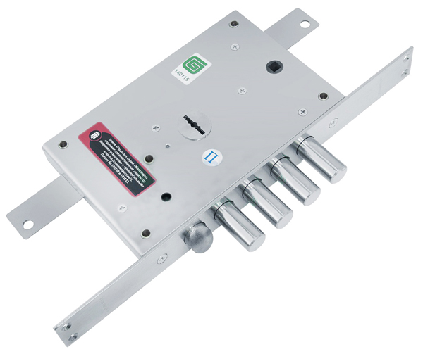 Замок Guardian (Гардиан) врезной сувальдный с защёлкой МАКСИМУМ ЗВ 21.12 ДТ с тягами (левый), 5 кл. /123:0219/