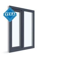 Двухстворчатое окно VEKA WHS 60 (1200ш х 1000в) двухкамерное, цвет Белый/Антрацит