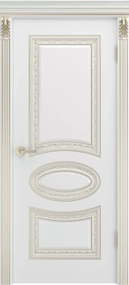 Межкомнатная дверь «Лира Лакшери В1.0 ДГ» 2000 x 600 belyyspatinoybeloezoloto