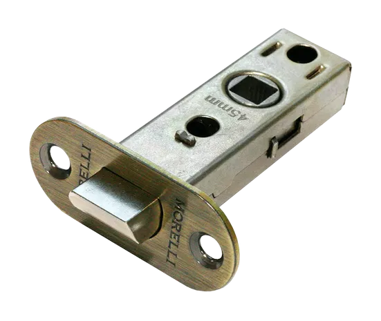 Защелка межкомнатная OL6-45 AB скругленная планка металлический язычек, цвет античная бронза