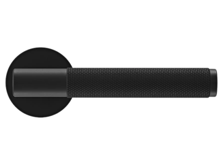 Ручка дверная AZRIELI MH-57-R6T BL раздельная на круглой розетке 6 мм, цвет чёрный, ЦАМ Light