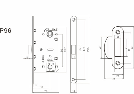 Защелка сантехническая пластиковая P96SB (мат. золото)