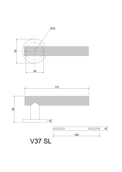 Ручки дверные алюминиевые V37BL-2 SL (черный)