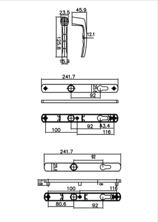 Ручки на планке V1-92BL (черный RAL 9005)