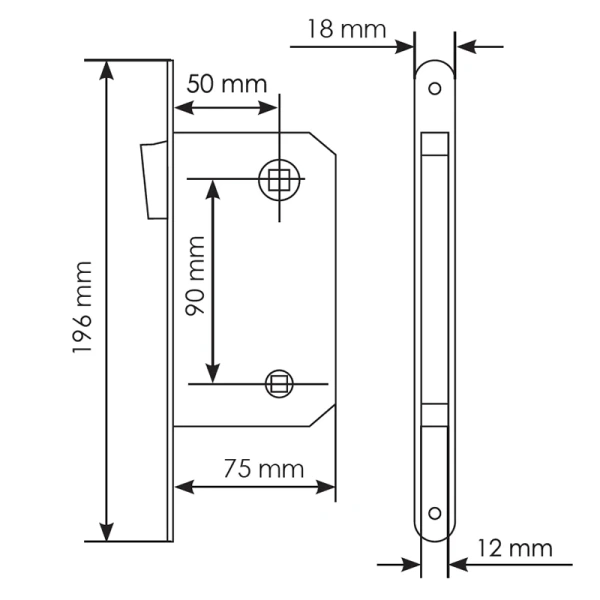Замок межкомнатный MM 2090 BL, магнитный, сантехнический, цвет черный