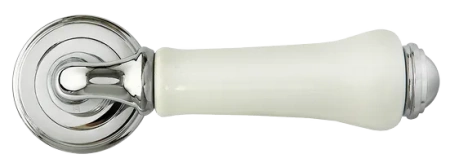 Ручка дверная UMBERTO MH-41-CLASSIC PC/W раздельная на круглой розетке, цвет- хром/белый, ЦАМ