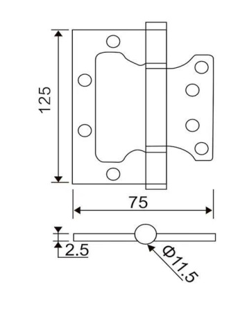 Петля без врезки B2-AB 125x7 5 x2.5 ( бронза)