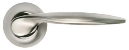 Ручка дверная ПОРТАЛ MH-07 SN раздельная на круглой розетке, цвет белый никель, ЦАМ