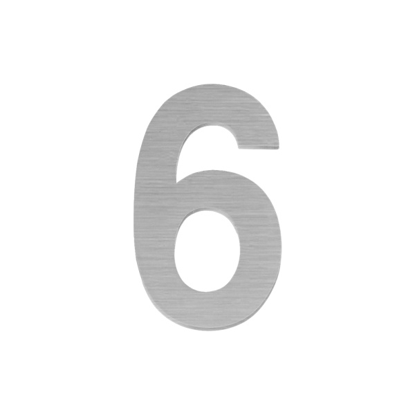 Цифра Fuaro (Фуаро) &quot 6&quot самоклеящаяся SS304 (50х30) (FUARO) SSC сатинированный хром