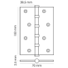 Петля универсальная MS 100X70X2.5-4BB PG стальная, врезная, цвет золото, сталь