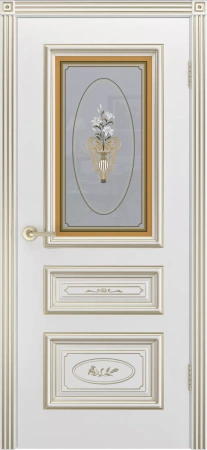 Межкомнатная дверь «Трио R-0 В3 ДО» 2000 x 600 belyyspatinoyzoloto