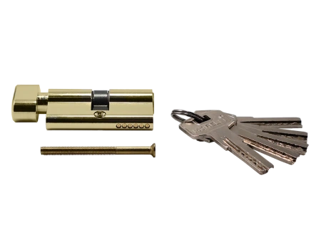 Ключевой цилиндр высокой секретности HS 60CK PG с заверткой (60мм), цвет - золото