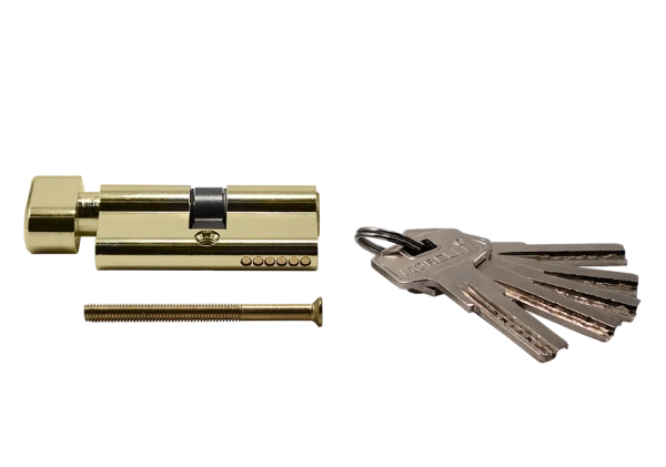 Ключевой цилиндр высокой секретности HS 60CK PG с заверткой (60мм), цвет - золото