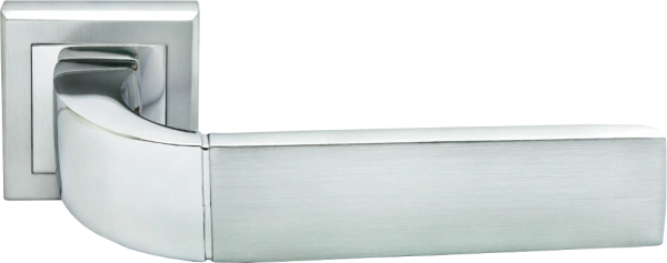 Ручка дверная W MH-27 SC/CP-S раздельная на квадратном основании, цвет матовый хром/хром, ЦАМ