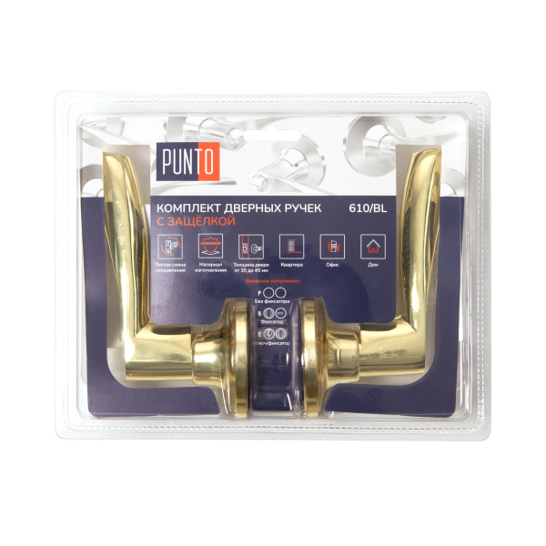 Ручка Punto (Пунто) защелка DK610/BL PB-PS (без фик.) золото