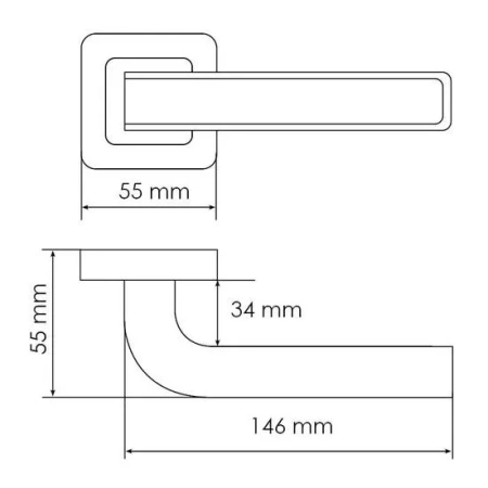 Ручка дверная EON MH-46 GR/CP-S55 раздельная на квадратной розетке, цвет графит/хром, ЦАМ Light