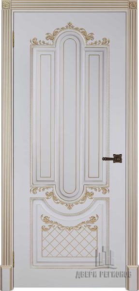 Дверь межкомнатная Александрия 2 Патина золото эмаль и лак эмаль слоновая кость глухая 600x2000 2 Patina