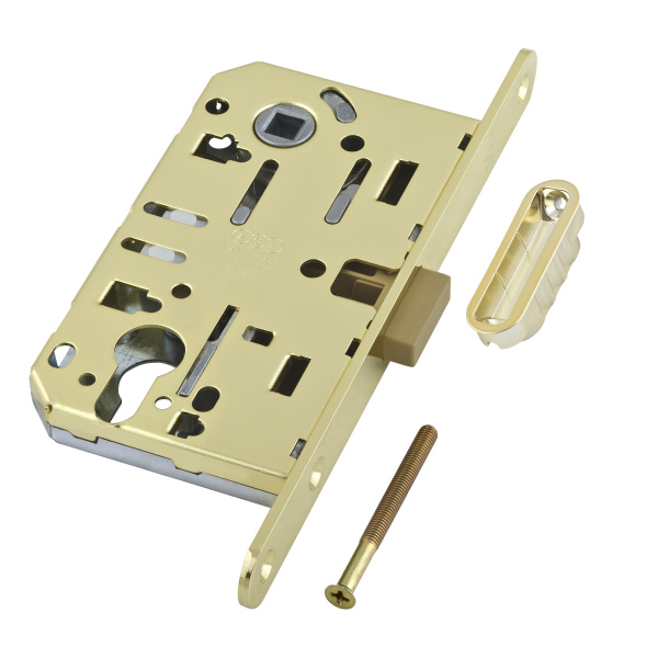B06103.50.03.640 AGB (АГБ) Корпус врезного замка магнитный под цил. (латунь) MEDIANA POLARIS с отв. пл. (скин)